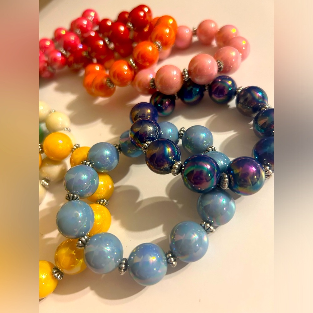 10 Lg Beaded Bracelets nwot